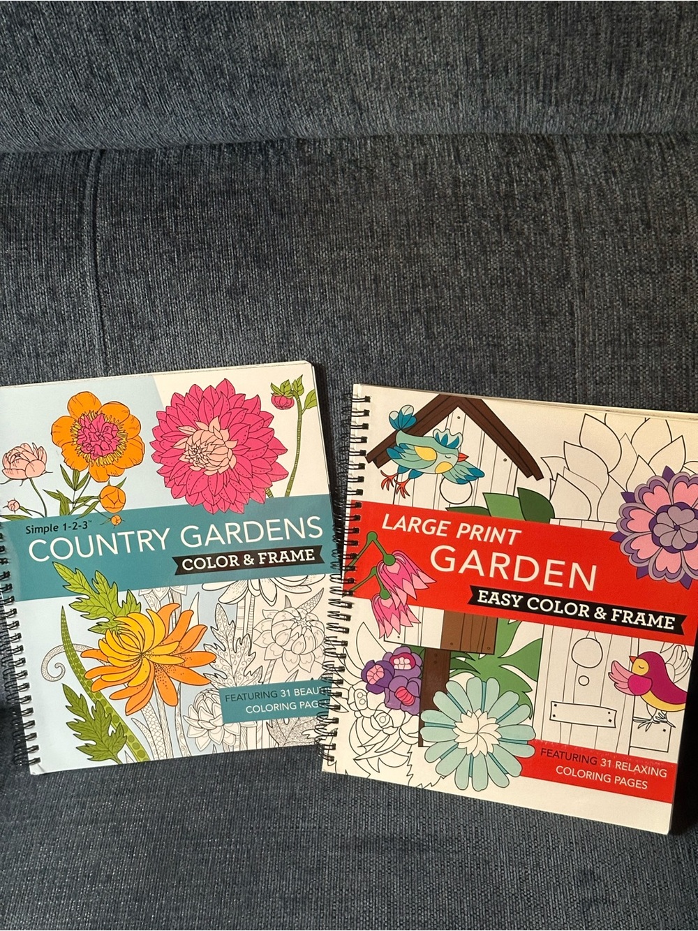 Country Gardens & Garden set of 2 Spiral Bound Adult Coloring